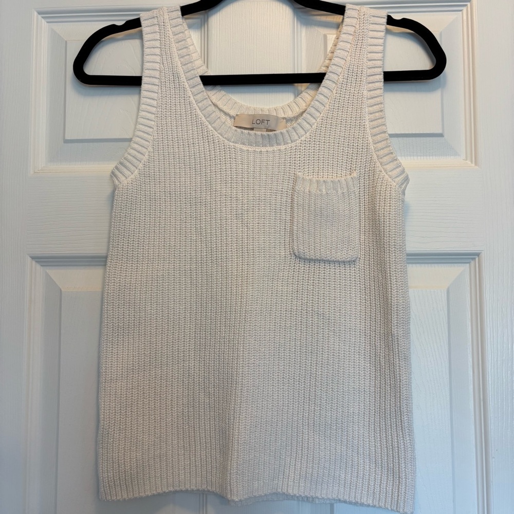 LOFT Ivory Knit Pullover Sweater Tank